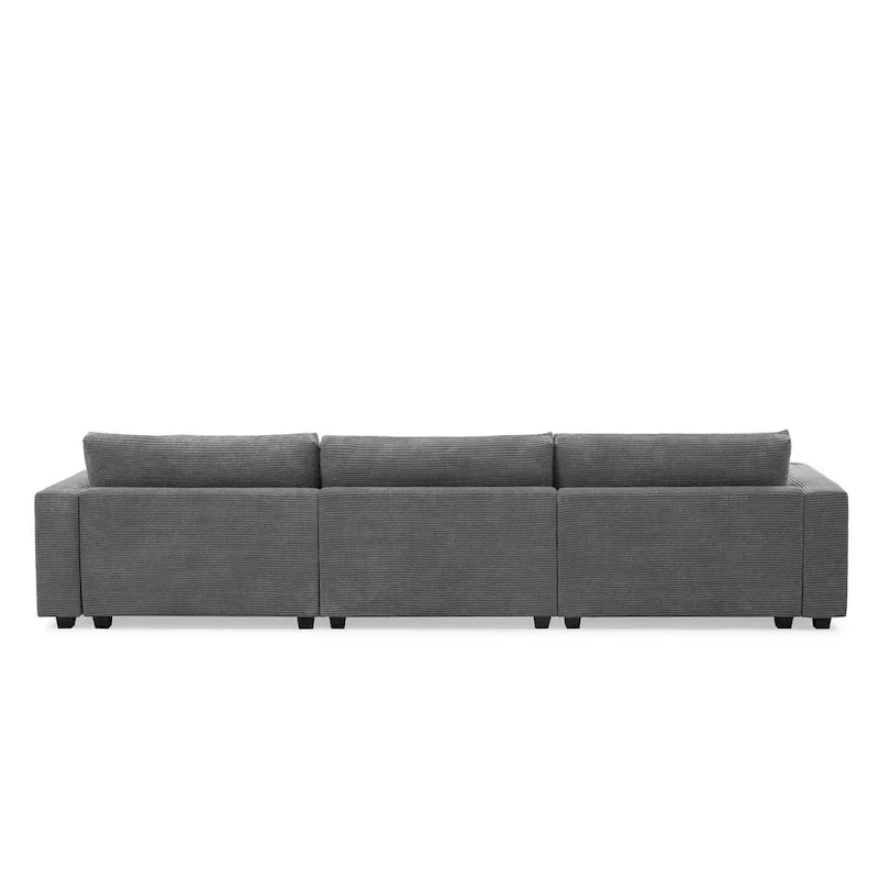 Canapé sectionnel en velours côtelé 134 avec canapé nuage en forme de L et charge USB & méridienne 50 (capacité 330 lb)