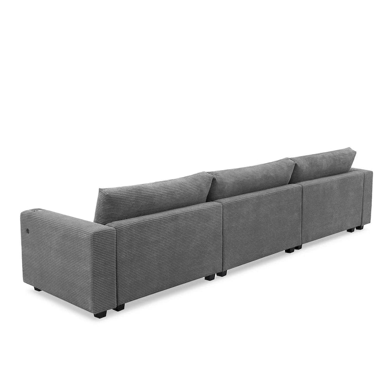 Canapé sectionnel en velours côtelé 134 avec canapé nuage en forme de L et charge USB & méridienne 50 (capacité 330 lb)