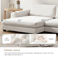 Canapé sectionnel en velours côtelé 134 avec canapé nuage en forme de L et charge USB & méridienne 50 (capacité 330 lb)