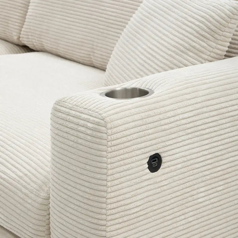 Canapé sectionnel en velours côtelé 134 avec canapé nuage en forme de L et charge USB & méridienne 50 (capacité 330 lb)