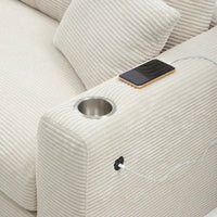 Canapé sectionnel en velours côtelé 134 avec canapé nuage en forme de L et charge USB & méridienne 50 (capacité 330 lb)