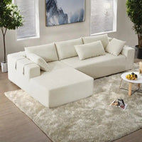Canapé Sectionnel Modulable Forme L 108 pouces en Chenille avec 6 Coussins, Méridienne Réversible