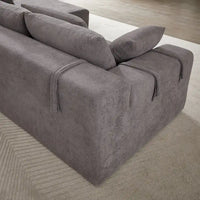 Canapé Sectionnel Modulable Forme L 108 pouces en Chenille avec 6 Coussins, Méridienne Réversible