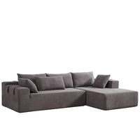 Canapé Sectionnel Modulable Forme L 108 pouces en Chenille avec 6 Coussins, Méridienne Réversible