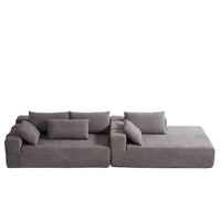 Canapé Sectionnel Modulable Forme L 108 pouces en Chenille avec 6 Coussins, Méridienne Réversible