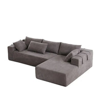 Canapé Sectionnel Modulable Forme L 108 pouces en Chenille avec 6 Coussins, Méridienne Réversible