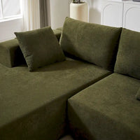 Canapé Sectionnel Modulable Forme L 108 pouces en Chenille avec 6 Coussins, Méridienne Réversible