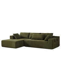 Canapé Sectionnel Modulable Forme L 108 pouces en Chenille avec 6 Coussins, Méridienne Réversible