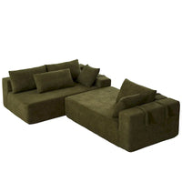 Canapé Sectionnel Modulable Forme L 108 pouces en Chenille avec 6 Coussins, Méridienne Réversible
