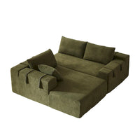 Canapé Sectionnel Modulable Forme L 108 pouces en Chenille avec 6 Coussins, Méridienne Réversible