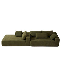 Canapé Sectionnel Modulable Forme L 108 pouces en Chenille avec 6 Coussins, Méridienne Réversible