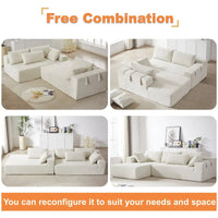 Canapé Sectionnel Modulable Forme L 108 pouces en Chenille avec 6 Coussins, Méridienne Réversible