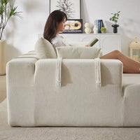 Canapé Sectionnel Modulable Forme L 108 pouces en Chenille avec 6 Coussins, Méridienne Réversible