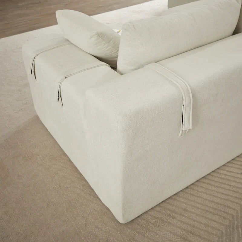 Canapé Sectionnel Modulable Forme L 108 pouces en Chenille avec 6 Coussins, Méridienne Réversible