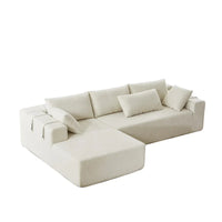Canapé Sectionnel Modulable Forme L 108 pouces en Chenille avec 6 Coussins, Méridienne Réversible
