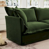 Canapé d'angle en chenille en forme de U de 305 cm avec 3 places, coussins à bord français et coussins moelleux