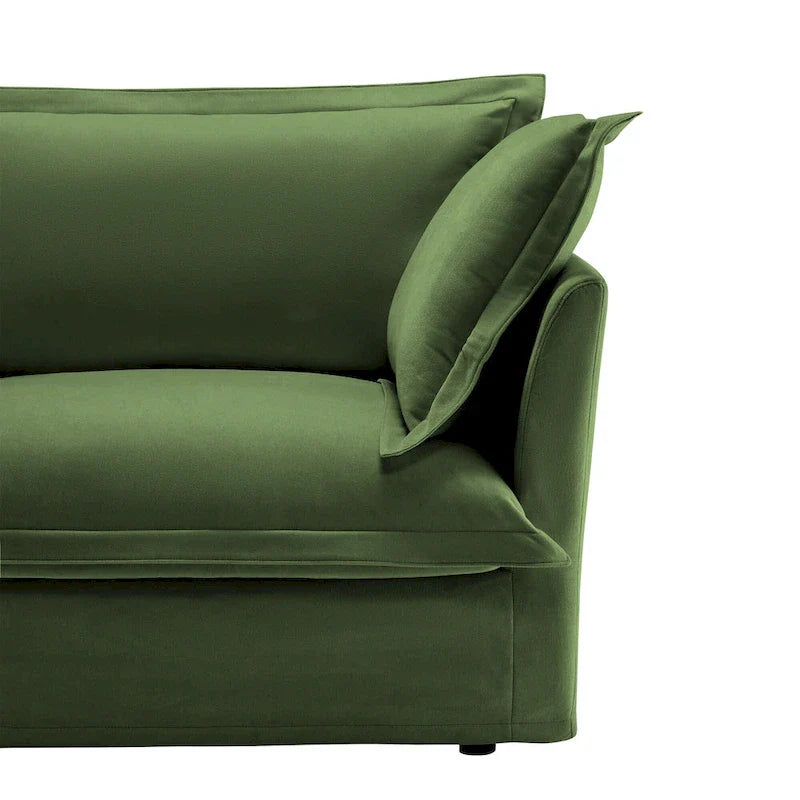 Canapé d'angle en chenille en forme de U de 305 cm avec 3 places, coussins à bord français et coussins moelleux