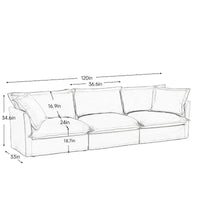 Canapé d'angle en chenille en forme de U de 305 cm avec 3 places, coussins à bord français et coussins moelleux