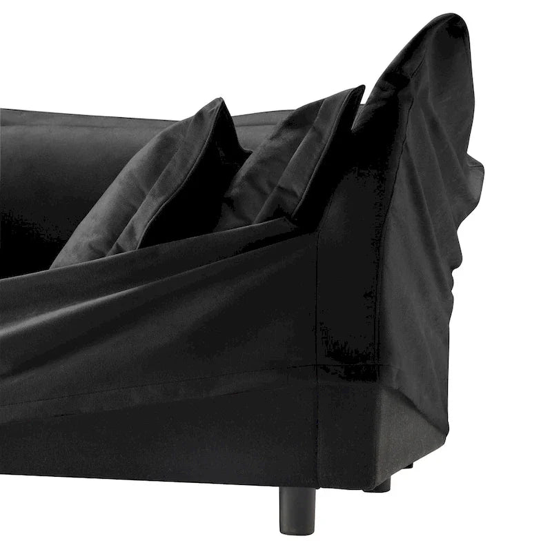 Canapé d'angle en chenille en forme de U de 305 cm avec 3 places, coussins à bord français et coussins moelleux