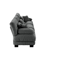 Canapé 4 places Chenille 133,8 avec accoudoirs ronds à traversins, coussins d'assise profonds pour salon