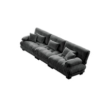 Canapé 4 places Chenille 133,8 avec accoudoirs ronds à traversins, coussins d'assise profonds pour salon
