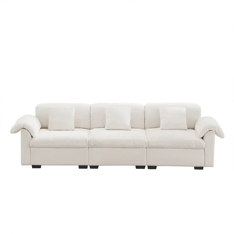 Canapé 4 places en velours 119 avec rangement - Design flexible et confort luxueux