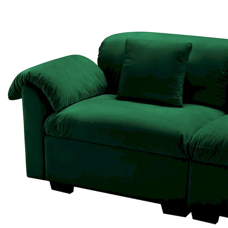 Canapé 4 places en velours 119 avec rangement - Design flexible et confort luxueux