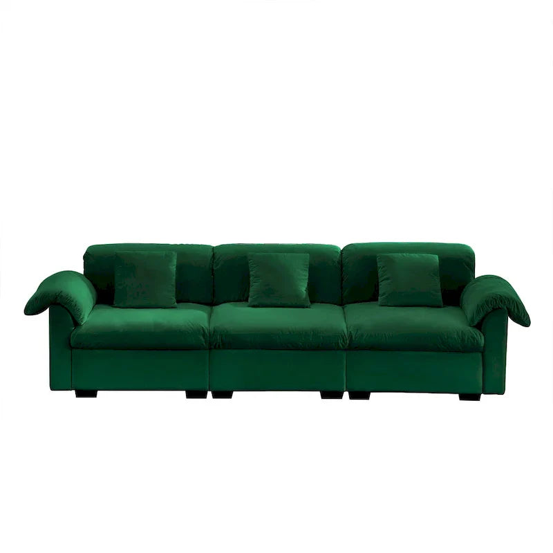 Canapé 4 places en velours 119 avec rangement - Design flexible et confort luxueux