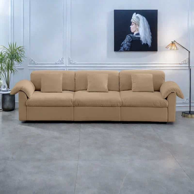 Canapé 4 places en velours 119 avec rangement - Design flexible et confort luxueux