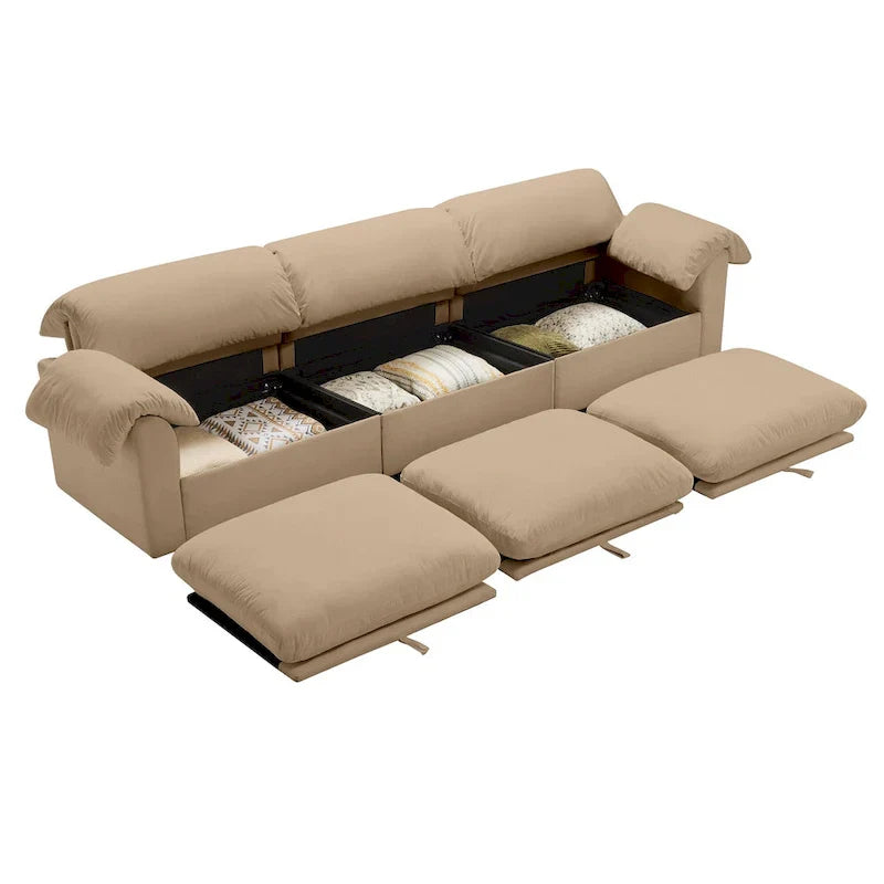 Canapé 4 places en velours 119 avec rangement - Design flexible et confort luxueux