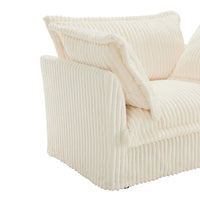 Canapé Sectionnel 3 Places Forme L 120 pouces en Velours Côtelé avec Pouf Convertible, Housse Amovible et Coussins Moelleux