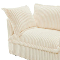 Canapé Sectionnel 3 Places Forme L 120 pouces en Velours Côtelé avec Pouf Convertible, Housse Amovible et Coussins Moelleux