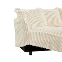 Canapé Sectionnel 3 Places Forme L 120 pouces en Velours Côtelé avec Pouf Convertible, Housse Amovible et Coussins Moelleux