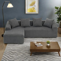 Canapé Sectionnel Forme L 101.6 pouces en Velours Côtelé avec Méridienne et 4 Coussins