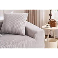 Canapé Sectionnel Forme L 101.6 pouces en Velours Côtelé avec Méridienne et 4 Coussins