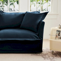 Ensemble Canapé 3 Places 120 pouces en Chenille avec 3 Poufs, Fonction Convertible et Housses Amovibles