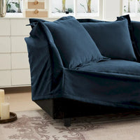 Ensemble Canapé 3 Places 120 pouces en Chenille avec 3 Poufs, Fonction Convertible et Housses Amovibles
