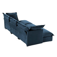 Ensemble Canapé 3 Places 120 pouces en Chenille avec 3 Poufs, Fonction Convertible et Housses Amovibles