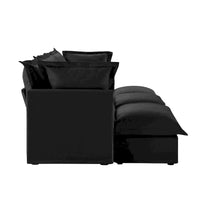 Ensemble Canapé 3 Places 120 pouces en Chenille avec 3 Poufs, Fonction Convertible et Housses Amovibles