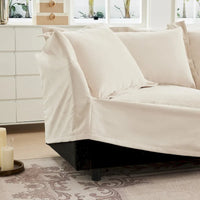 Ensemble Canapé 3 Places 120 pouces en Chenille avec 3 Poufs, Fonction Convertible et Housses Amovibles