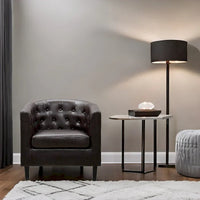 Fauteuil d'appoint, fauteuil tonneau capitonné en similicuir, fauteuil d'appoint mid-century moderne, fauteuil confortable, fauteuils tub tonneau