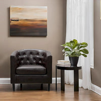 Fauteuil d'appoint, fauteuil tonneau capitonné en similicuir, fauteuil d'appoint mid-century moderne, fauteuil confortable, fauteuils tub tonneau