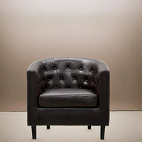 Fauteuil d'appoint, fauteuil tonneau capitonné en similicuir, fauteuil d'appoint mid-century moderne, fauteuil confortable, fauteuils tub tonneau