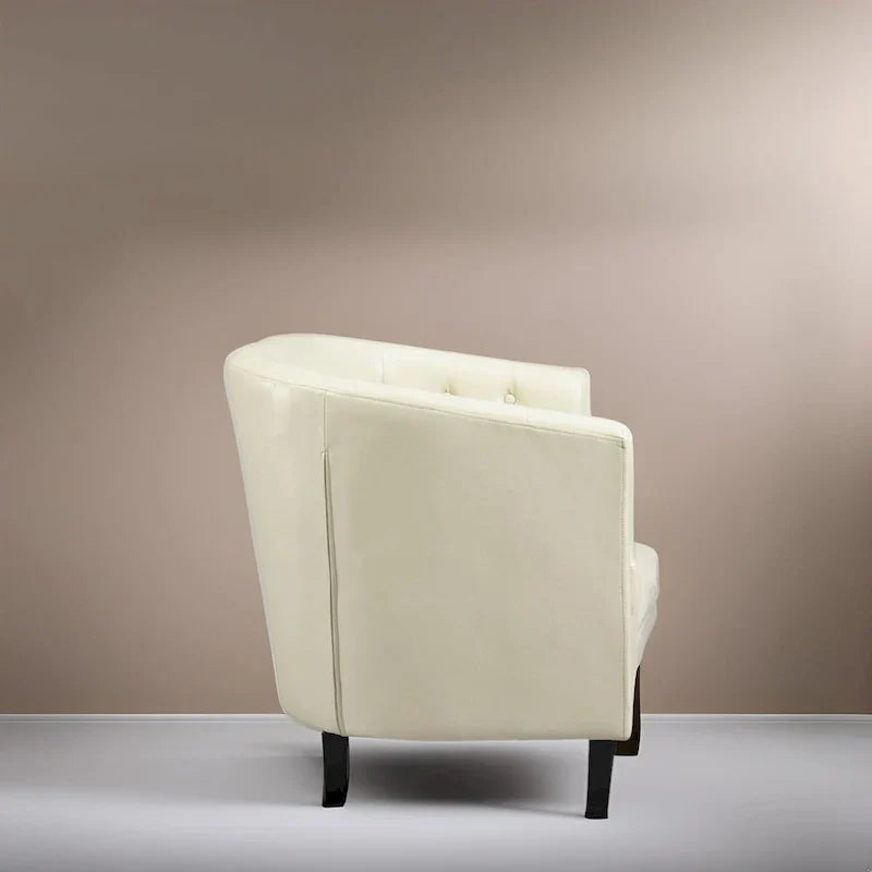 Fauteuil d'appoint, fauteuil tonneau capitonné en similicuir, fauteuil d'appoint mid-century moderne, fauteuil confortable, fauteuils tub tonneau
