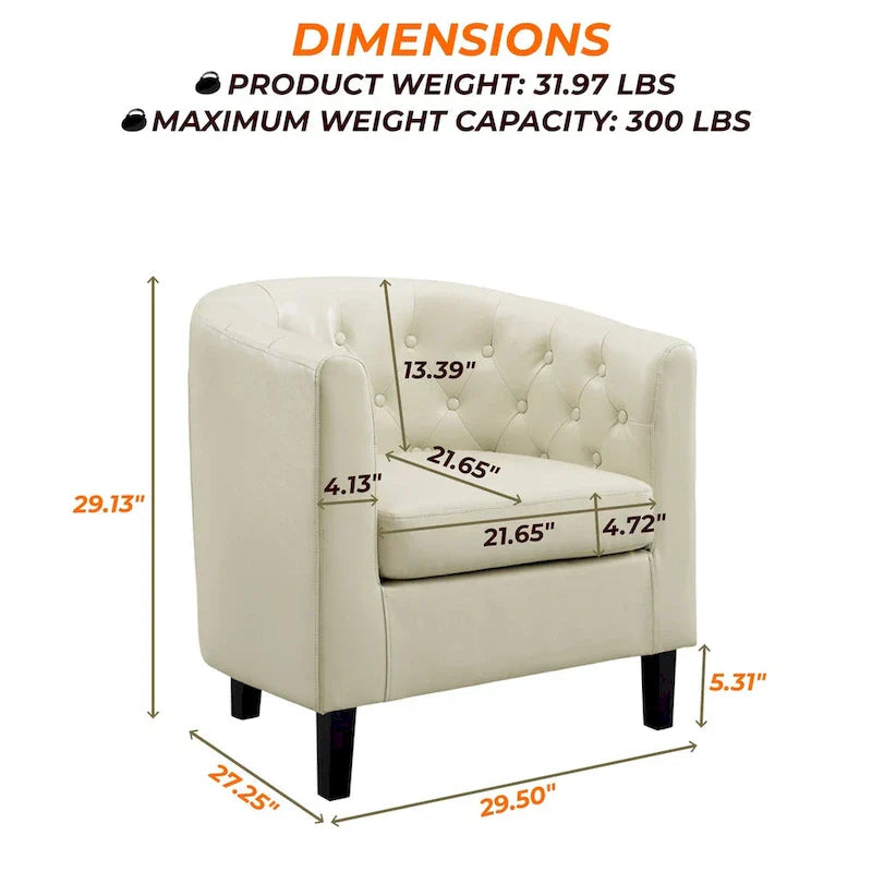 Fauteuil d'appoint, Fauteuil club en similicuir capitonné, Fauteuil d'appoint moderne du milieu du siècle, Fauteuil confortable, Fauteuils club en forme de tonneau