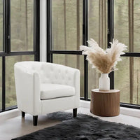 Fauteuil d'appoint, fauteuil tonneau capitonné en similicuir, fauteuil d'appoint mid-century moderne, fauteuil confortable, fauteuils tub tonneau