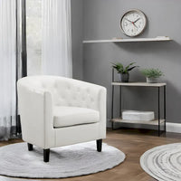 Fauteuil d'appoint, fauteuil tonneau capitonné en similicuir, fauteuil d'appoint mid-century moderne, fauteuil confortable, fauteuils tub tonneau