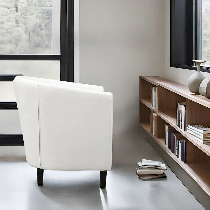 Fauteuil d'appoint, fauteuil tonneau capitonné en similicuir, fauteuil d'appoint mid-century moderne, fauteuil confortable, fauteuils tub tonneau