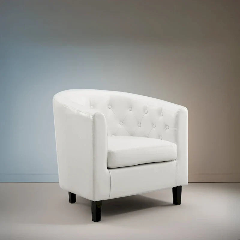 Fauteuil d'appoint, fauteuil tonneau capitonné en similicuir, fauteuil d'appoint mid-century moderne, fauteuil confortable, fauteuils tub tonneau
