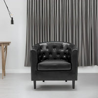 Fauteuil d'appoint, fauteuil tonneau capitonné en similicuir, fauteuil d'appoint mid-century moderne, fauteuil confortable, fauteuils tub tonneau